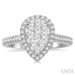 ASHI Pear Shape Halo Lovebright Essential Diamond Engagement Ring 126F2PPFGWP