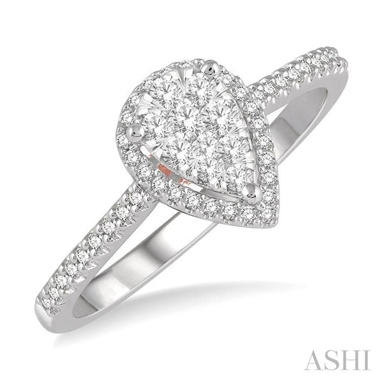 ASHI Pear Shape Halo Lovebright Essential Diamond Engagement Ring 126F5PPFVWP