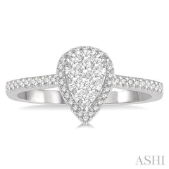 ASHI Pear Shape Halo Lovebright Essential Diamond Engagement Ring 126F5PPFVWP