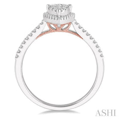 ASHI Pear Shape Halo Lovebright Essential Diamond Engagement Ring 126F5PPFVWP