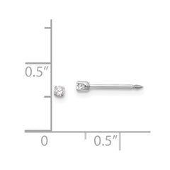 128E Inverness 14k White Gold 2mm CZ Post Earrings