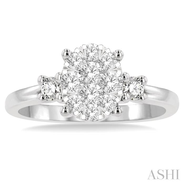 ASHI Oval Shape Lovebright Diamond Engagement Ring 128G3PPFGWG