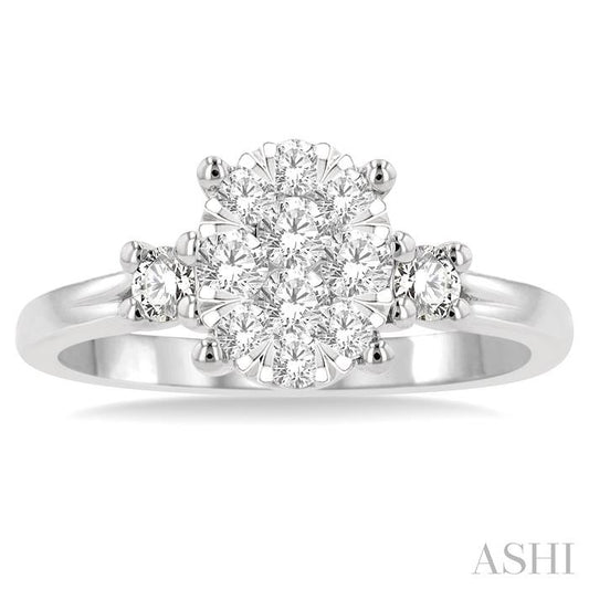 ASHI Oval Shape Lovebright Diamond Engagement Ring 128G3PPFGWG