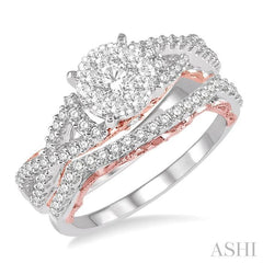 ASHI Round Shape Lovebright Diamond Wedding Set 129E2PPFVWP-WS