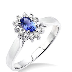 Parkplace Jewelers Oval Shape Gemstone & Halo Diamond Ring 40048PPTXTZW