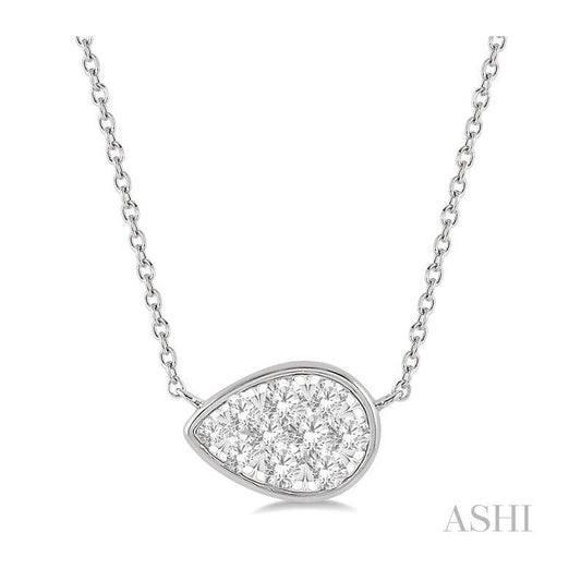 ASHI Pear Shape East-West Lovebright Essential Diamond Pendant 9979UPPFHNKWG