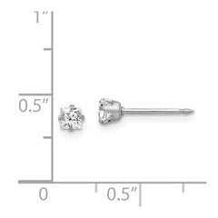 130E Inverness 14k White Gold 3mm Square CZ Post Earrings