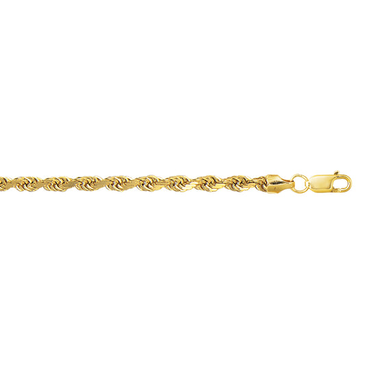 Yellow Gold Diamond Cut/ Textured Lite Weight Sparkle Rope Bracelet