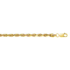 Yellow Gold Diamond Cut/ Textured Lite Weight Sparkle Rope Necklace