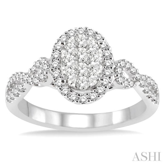 ASHI Oval Shape Halo Lovebright Diamond Engagement Ring 13123PPFGWG