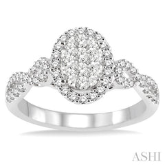 ASHI Oval Shape Halo Lovebright Diamond Engagement Ring 13123PPFGWG