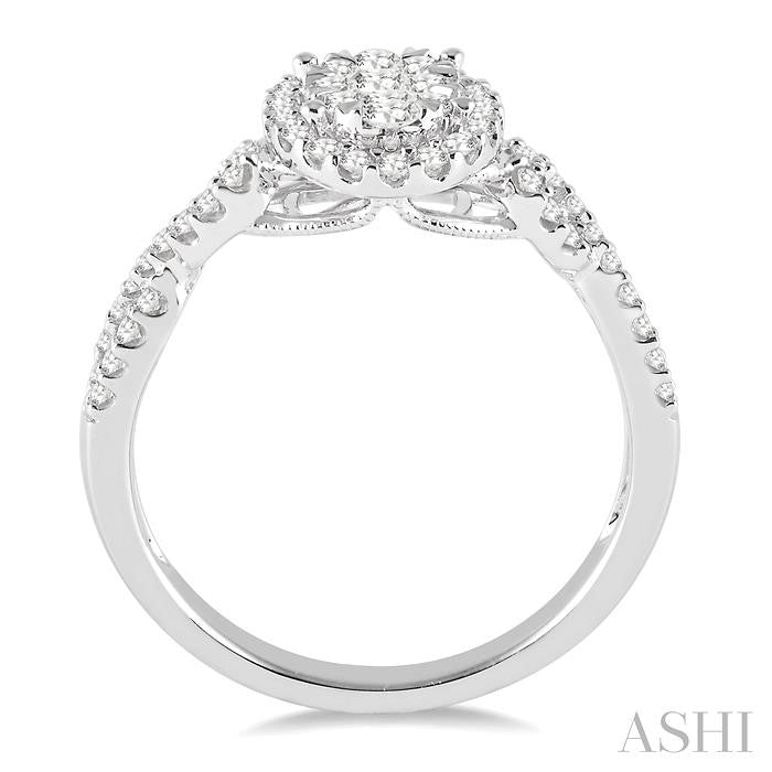 ASHI Oval Shape Halo Lovebright Diamond Engagement Ring 13123PPFGWG