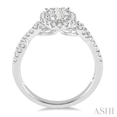 ASHI Oval Shape Halo Lovebright Diamond Engagement Ring 13123PPFGWG