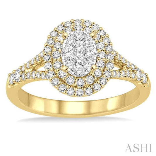 ASHI Oval Shape Halo Lovebright Diamond Engagement Ring 131B2PPFGYW