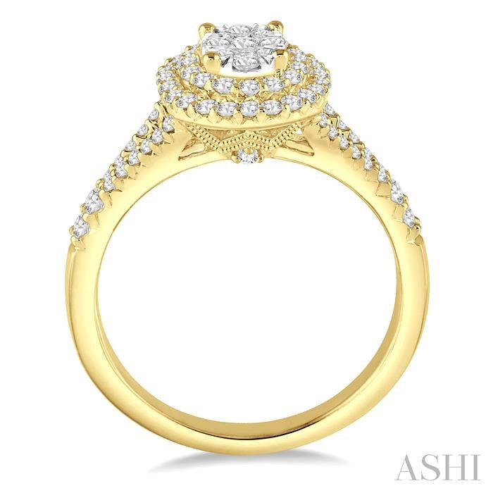 ASHI Oval Shape Halo Lovebright Diamond Engagement Ring 131B2PPFGYW