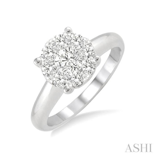 ASHI Round Shape Lovebright Essential Diamond Engagement Ring 13245PPFGWG