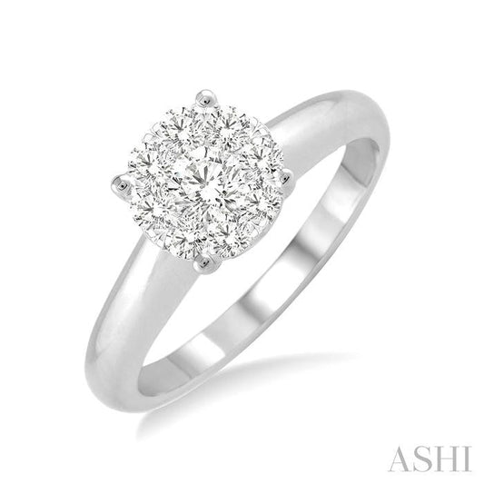 ASHI Round Shape Lovebright Essential Diamond Engagement Ring 13248PPFGWG