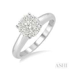 ASHI Round Shape Lovebright Essential Diamond Engagement Ring 13248PPFGWG