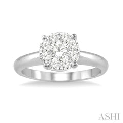 ASHI Round Shape Lovebright Essential Diamond Engagement Ring 13248PPFGWG