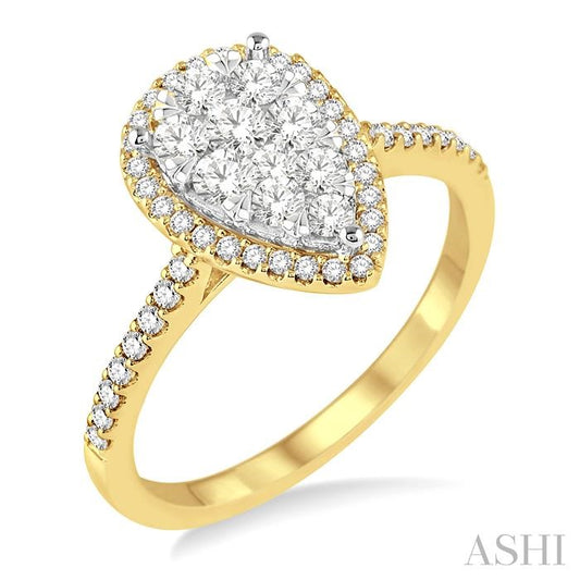 ASHI Pear Shape Halo Lovebright Essential Diamond Engagement Ring 13252PPFVYW