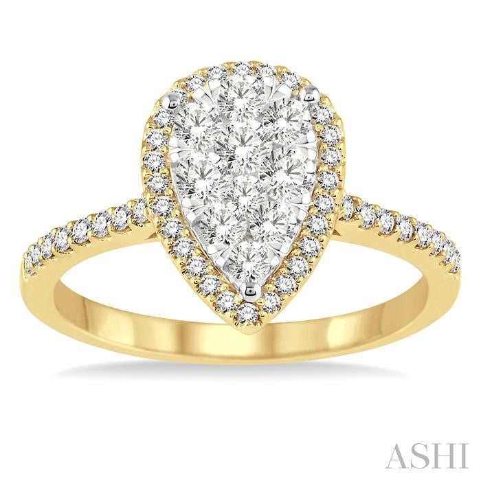 ASHI Pear Shape Halo Lovebright Essential Diamond Engagement Ring 13252PPFVYW
