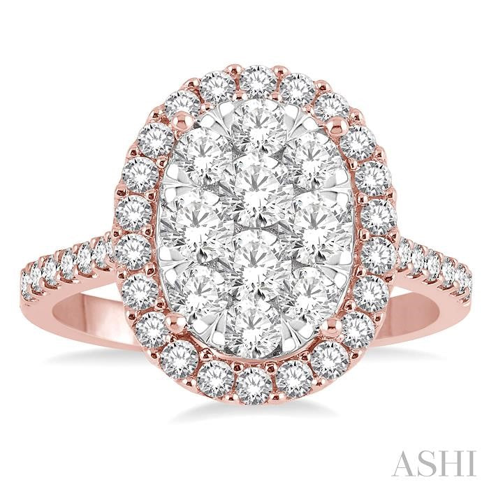ASHI Oval Shape Halo Lovebright Essential Diamond Engagement Ring 13270PPFVPW-1.50