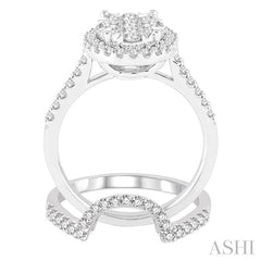 ASHI Oval Shape Halo Lovebright Diamond Wedding Set 13270PPFVWG-WS-1.25