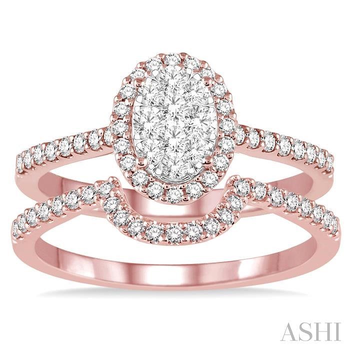 ASHI Oval Shape Halo Lovebright Diamond Wedding Set 13272PPFVPW-WS