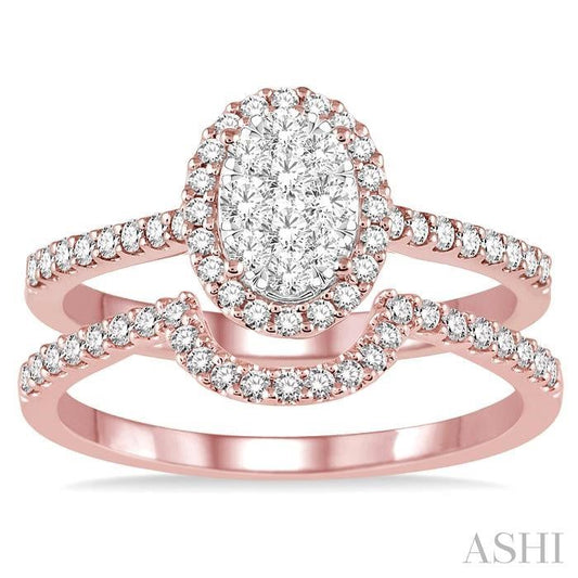 ASHI Oval Shape Halo Lovebright Diamond Wedding Set 13272PPFVPW-WS