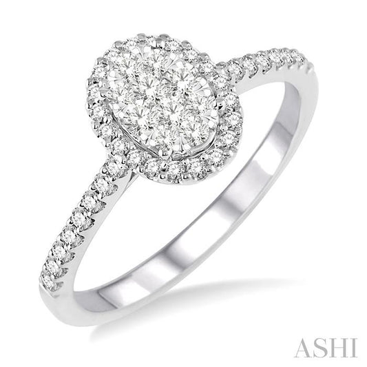ASHI Oval Shape Halo Lovebright Essential Diamond Engagement Ring 13273PPFVWG