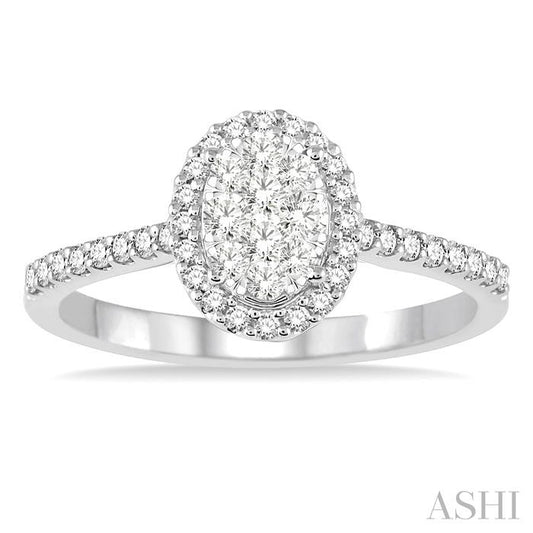 ASHI Oval Shape Halo Lovebright Essential Diamond Engagement Ring 13273PPFVWG