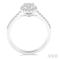 ASHI Oval Shape Halo Lovebright Essential Diamond Engagement Ring 13273PPFVWG