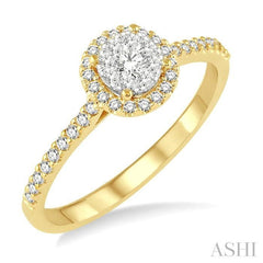 ASHI Round Shape Halo Lovebright Essential Diamond Engagement Ring 13295PPFGYW