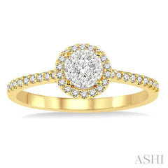 ASHI Round Shape Halo Lovebright Essential Diamond Engagement Ring 13295PPFGYW