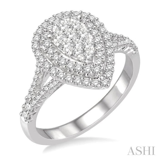 ASHI Pear Shape Halo Lovebright Diamond Engagement Ring 132B2PPFVWG