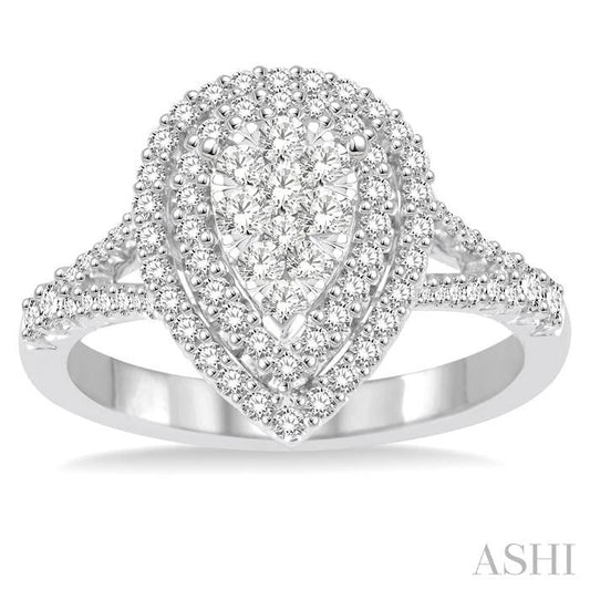 ASHI Pear Shape Halo Lovebright Diamond Engagement Ring 132B2PPFVWG