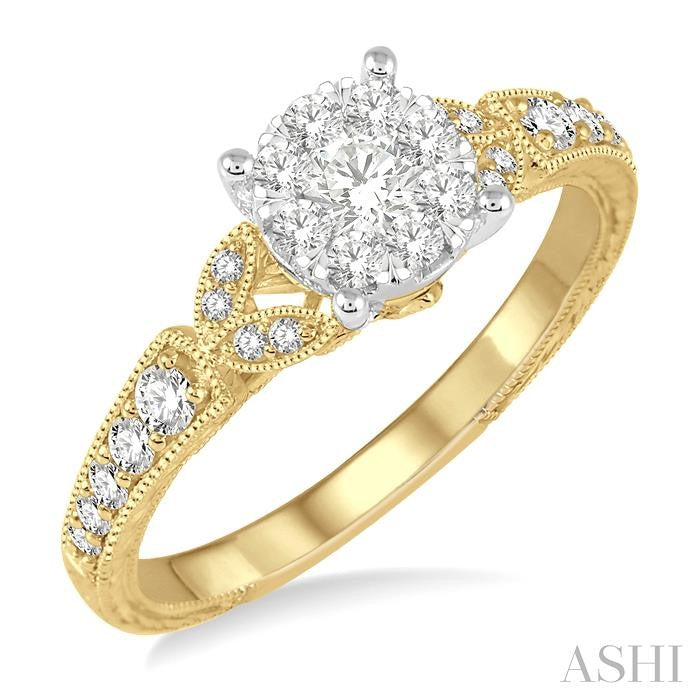 ASHI Round Shape Lovebright Diamond Engagement Ring 133C3PPFGYW-LE