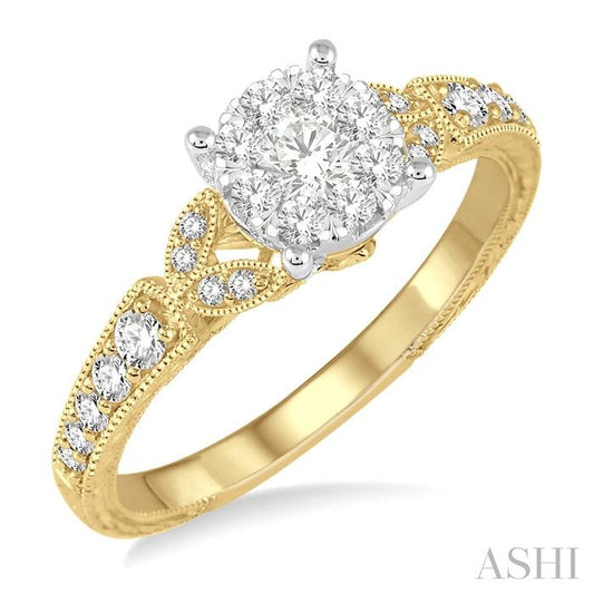 ASHI Round Shape Lovebright Diamond Engagement Ring 133C3PPFGYW-LE