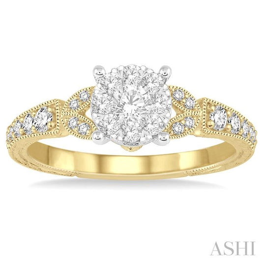 ASHI Round Shape Lovebright Diamond Engagement Ring 133C3PPFGYW-LE