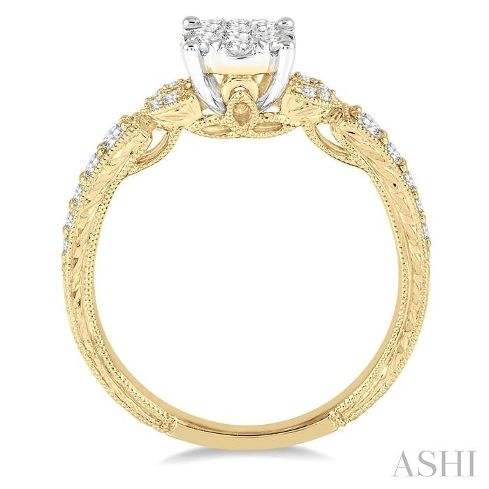 ASHI Round Shape Lovebright Diamond Engagement Ring 133C3PPFGYW-LE