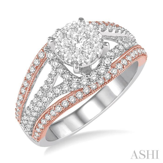 ASHI Round Shape Halo Lovebright Diamond Ring 133F0PPFVWP-1.10