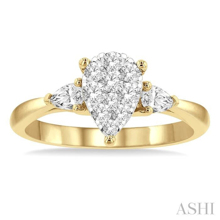 ASHI Pear Shape Lovebright Diamond Engagement Ring 133G3PPFHYW