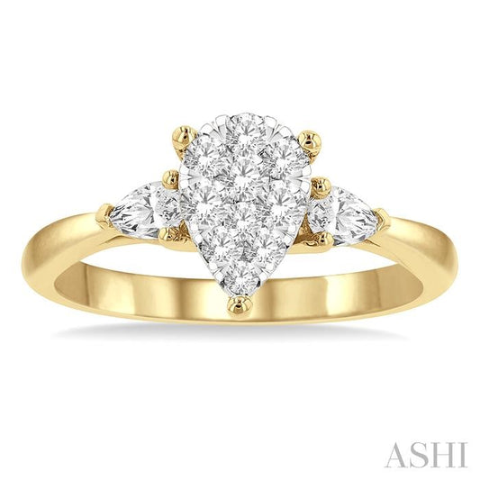 ASHI Pear Shape Lovebright Diamond Engagement Ring 133G3PPFHYW
