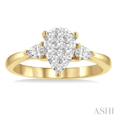 ASHI Pear Shape Lovebright Diamond Engagement Ring 133G3PPFHYW