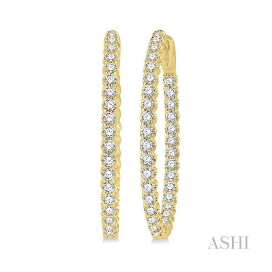 ASHI Inside-Out Diamond Oval Hoop Earrings 624B0PPFGERYG-2.00