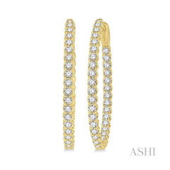 ASHI Inside-Out Diamond Oval Hoop Earrings 624B0PPFGERYG-2.00