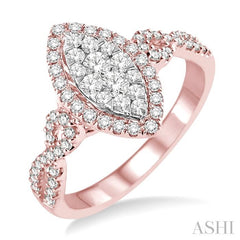 ASHI Marquise Shape Halo Lovebright Diamond Engagement Ring 13512PPFVPG