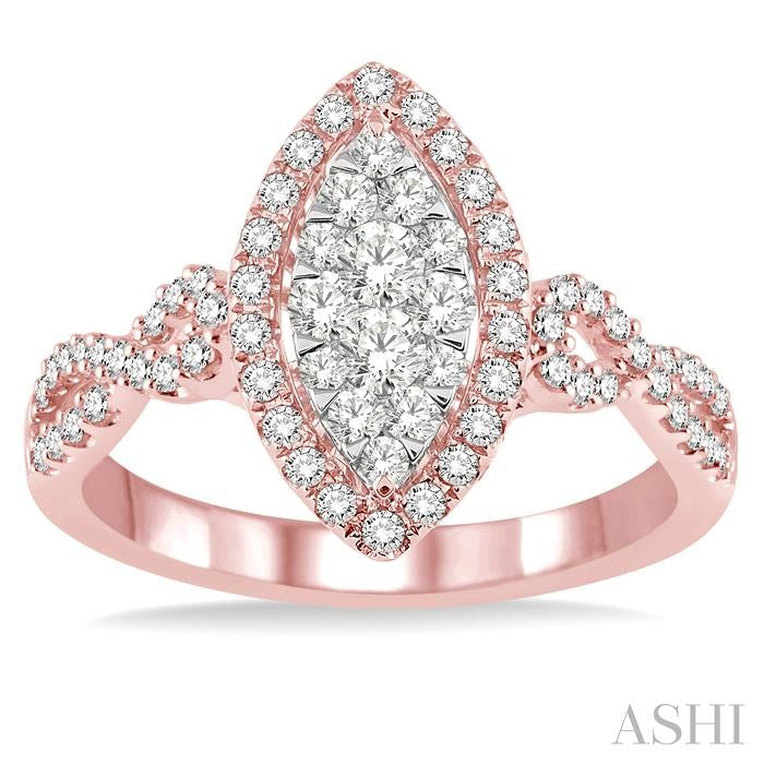 ASHI Marquise Shape Halo Lovebright Diamond Engagement Ring 13512PPFVPG