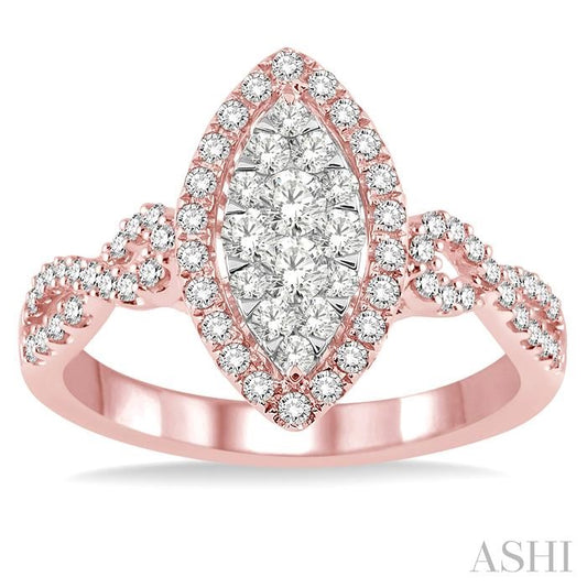 ASHI Marquise Shape Halo Lovebright Diamond Engagement Ring 13512PPFVPG