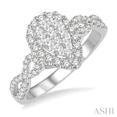 ASHI Pear Shape Halo Lovebright Diamond Engagement Ring 13522PPFGWG